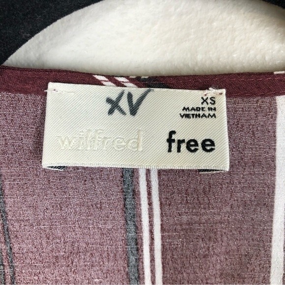 Aritzia Wilfred Free Jessa Wrap Dress Midi Striped Maroon Black XS - Picture 5 of 9